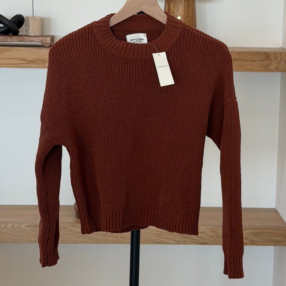 NWT Abercrombie & Fitch Chenille Crew Sweater - Brown - XS